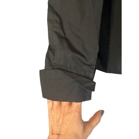 Rafaella Black Long Sleeve Collared Ruffle Front Button Down Blouse Women Sz 8 - Picture 7 of 8